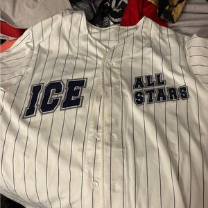 ICE ALLSTARS White Pinstripe Baseball Jersey